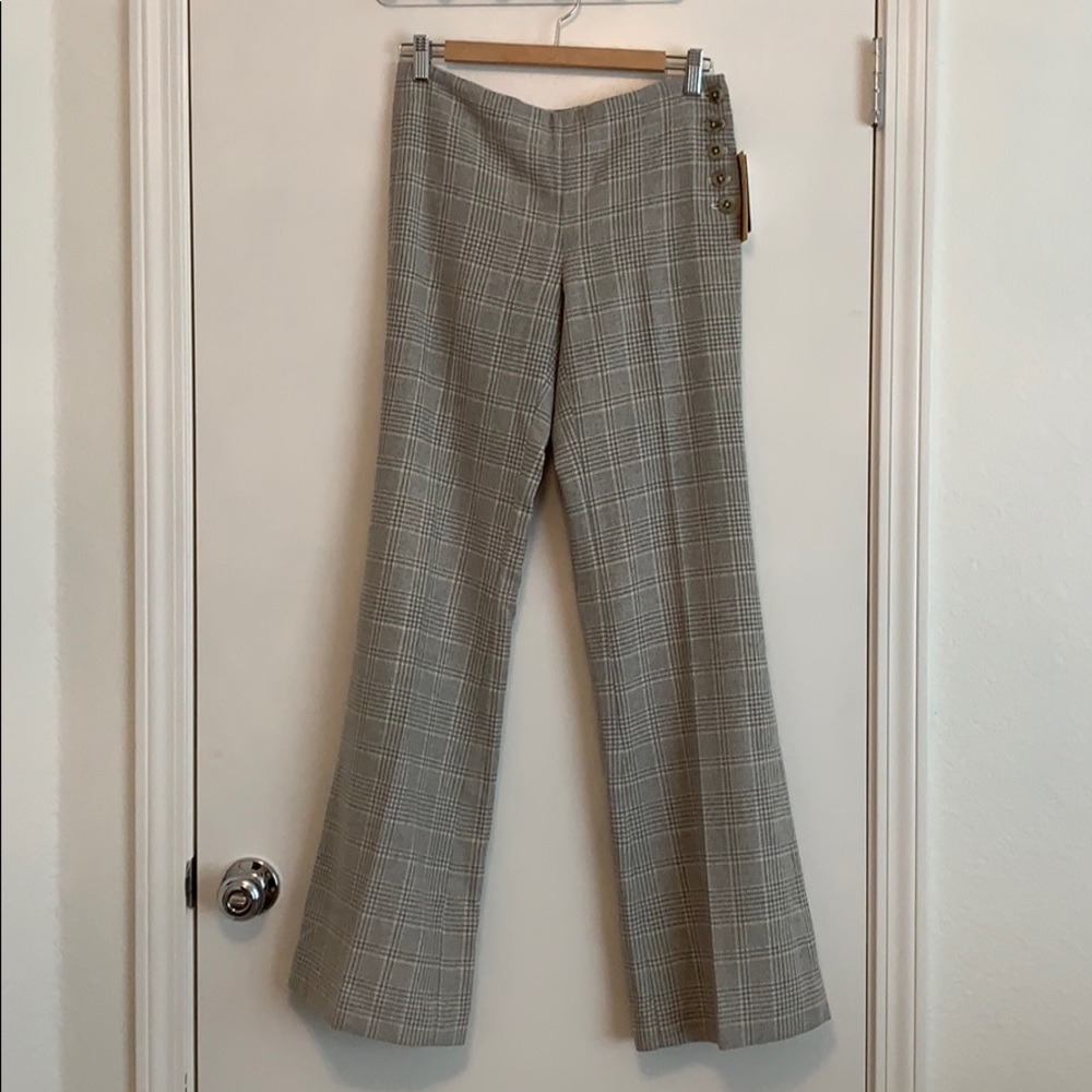 Anthropologie grey and cream plaid trousers